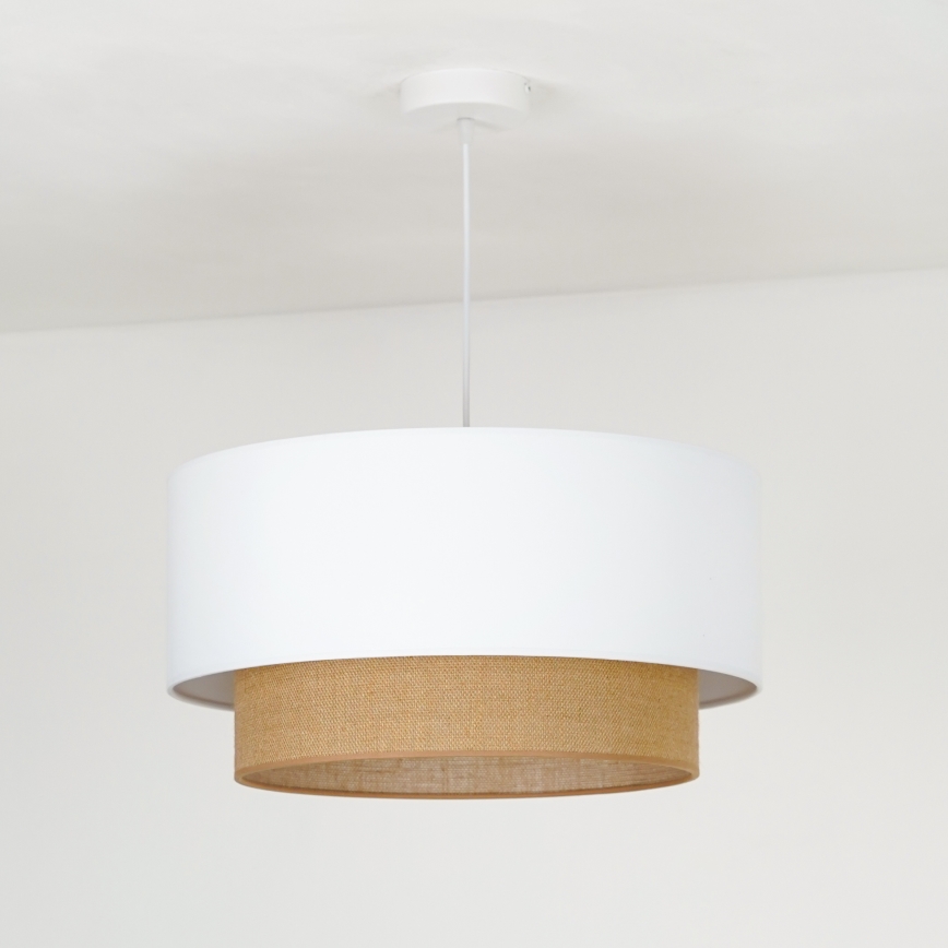 Duolla - Pendel BOHO 1xE27/15W/230V diameter 45 cm hvid/brun