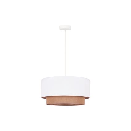 Duolla - Pendel BOHO 1xE27/15W/230V diameter 45 cm hvid/brun