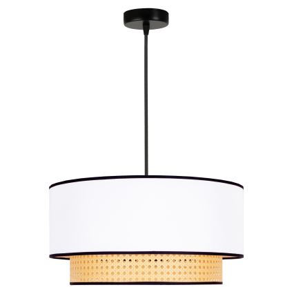 Duolla - Pendel BOHO 1xE27/15W/230V diameter 45 cm hvid/Rattan