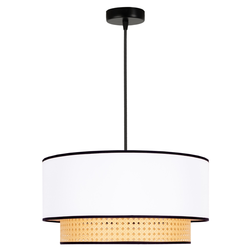 Duolla - Pendel BOHO 1xE27/15W/230V diameter 45 cm hvid/Rattan