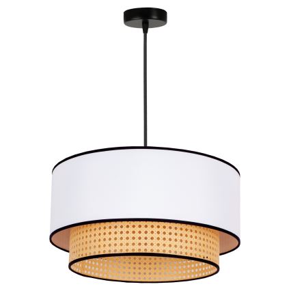 Duolla - Pendel BOHO 1xE27/15W/230V diameter 45 cm hvid/Rattan