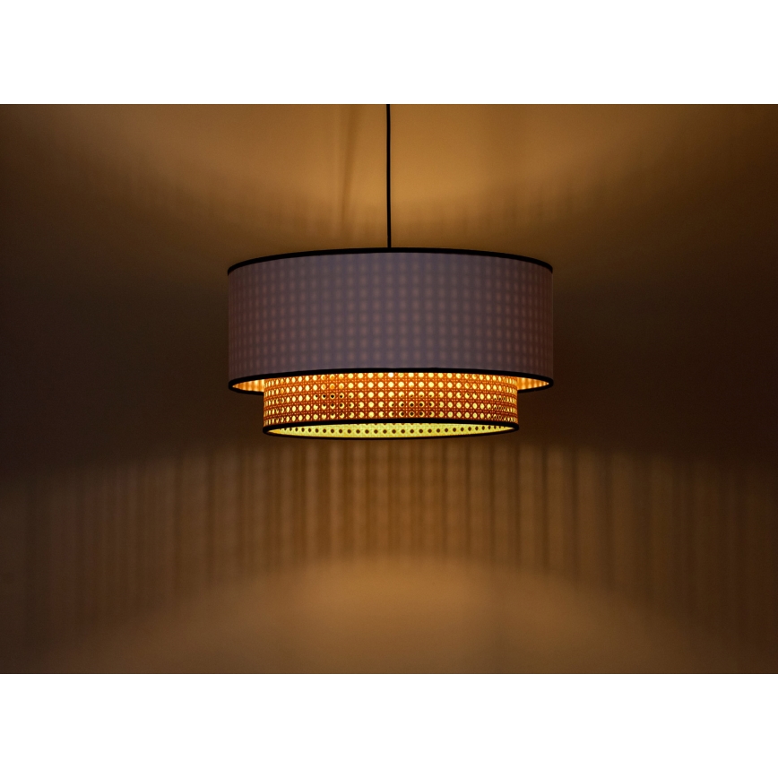 Duolla - Pendel BOHO 1xE27/15W/230V diameter 45 cm hvid/Rattan