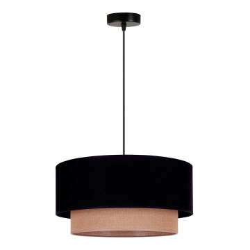 Duolla - Pendel BOHO 1xE27/15W/230V diameter 45 cm sort/brun