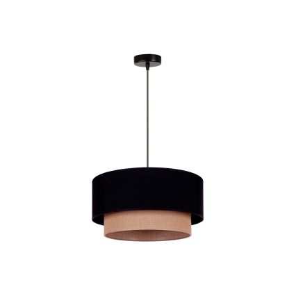 Duolla - Pendel BOHO 1xE27/15W/230V diameter 45 cm sort/brun