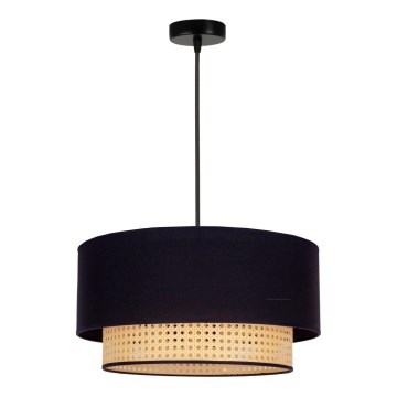 Duolla - Pendel BOHO 1xE27/15W/230V diameter 45 cm sort/Rattan