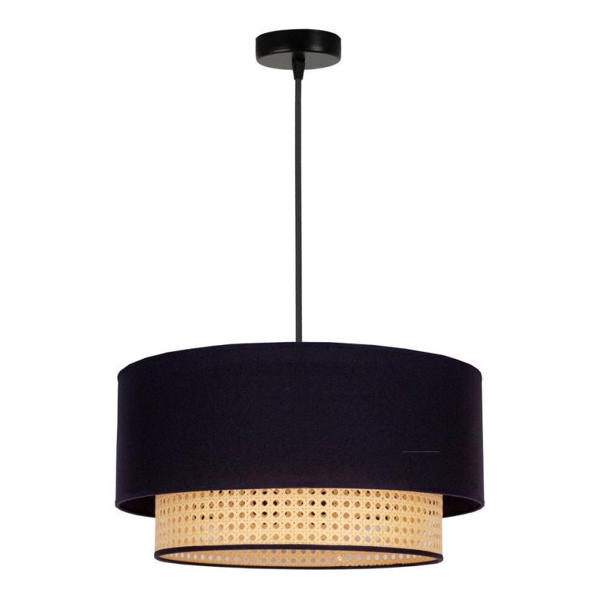 Duolla - Pendel BOHO 1xE27/15W/230V diameter 45 cm sort/Rattan