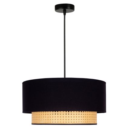 Duolla - Pendel BOHO 1xE27/15W/230V diameter 45 cm sort/Rattan
