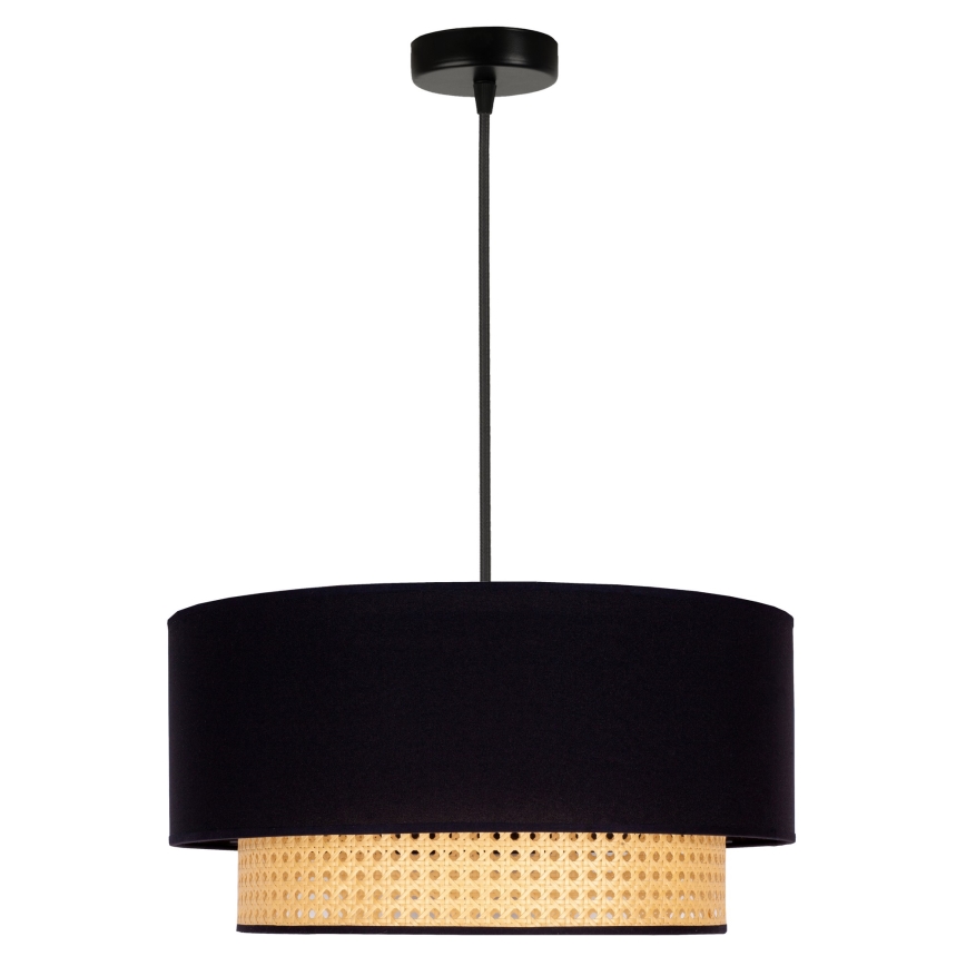 Duolla - Pendel BOHO 1xE27/15W/230V diameter 45 cm sort/Rattan