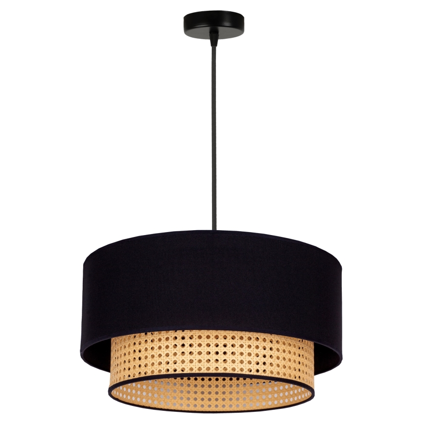 Duolla - Pendel BOHO 1xE27/15W/230V diameter 45 cm sort/Rattan