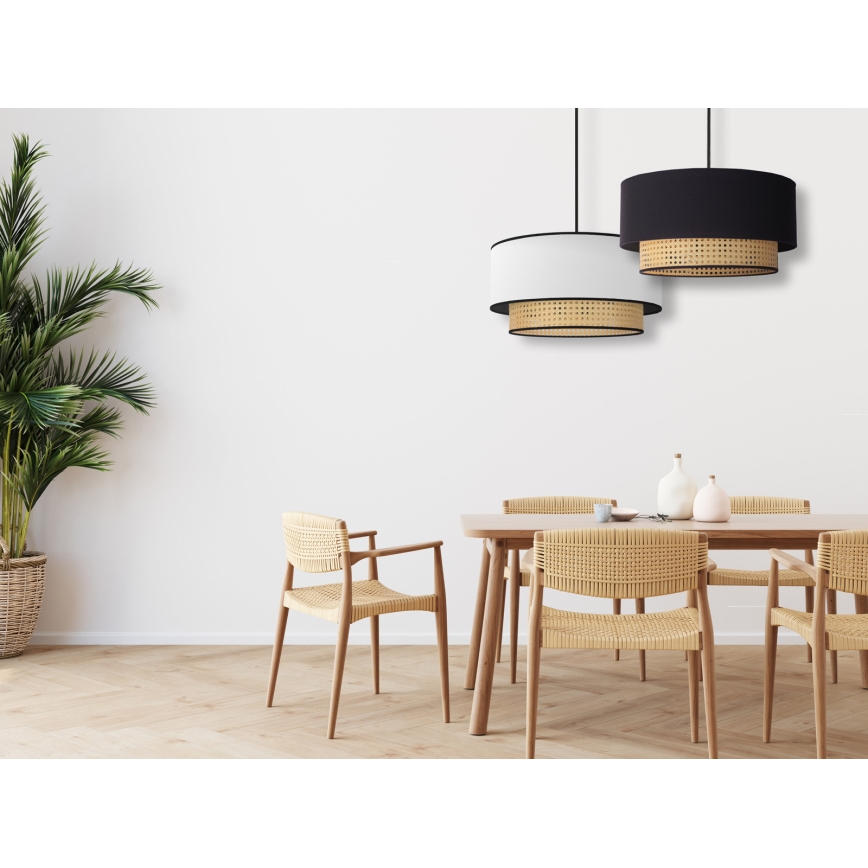 Duolla - Pendel BOHO 1xE27/15W/230V diameter 45 cm sort/Rattan