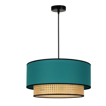 Duolla - Pendel BOHO 1xE27/15W/230V diameter 45 cm turkis/Rattan