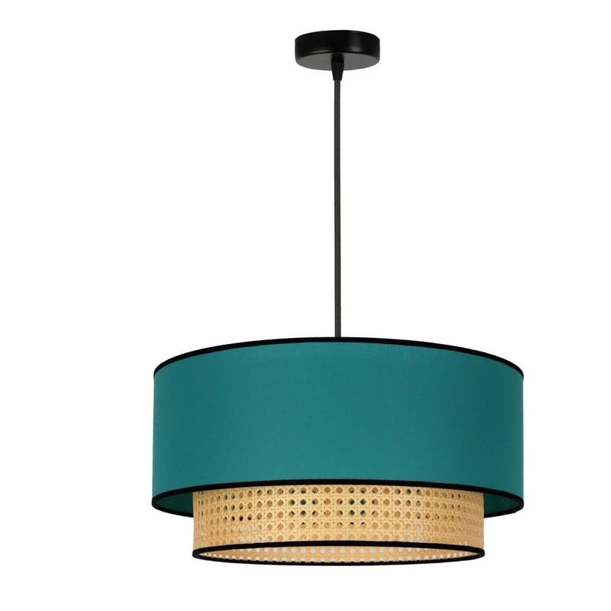 Duolla - Pendel BOHO 1xE27/15W/230V diameter 45 cm turkis/Rattan