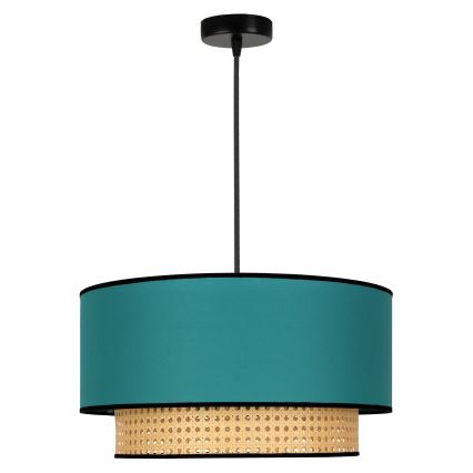 Duolla - Pendel BOHO 1xE27/15W/230V diameter 45 cm turkis/Rattan