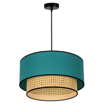 Duolla - Pendel BOHO 1xE27/15W/230V diameter 45 cm turkis/Rattan