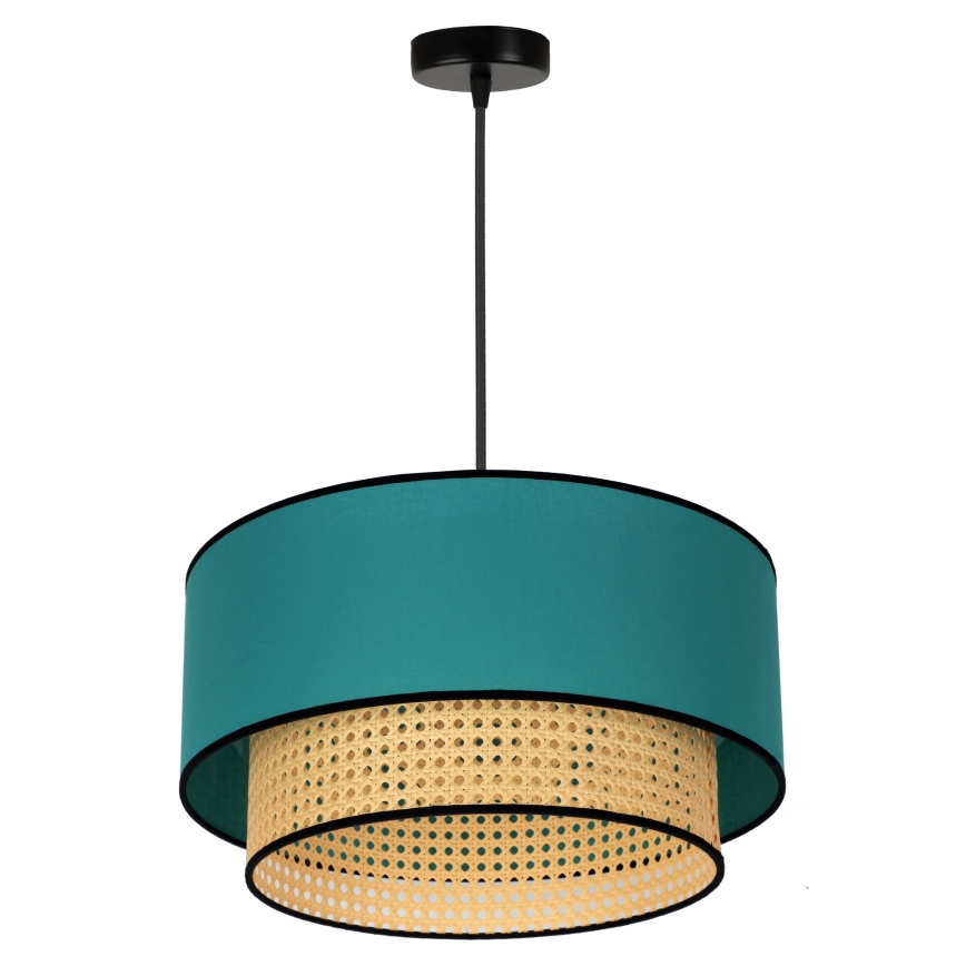 Duolla - Pendel BOHO 1xE27/15W/230V diameter 45 cm turkis/Rattan
