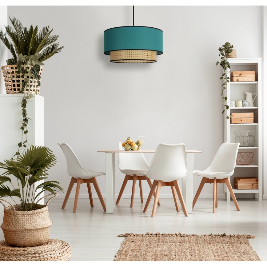 Duolla - Pendel BOHO 1xE27/15W/230V diameter 45 cm turkis/Rattan
