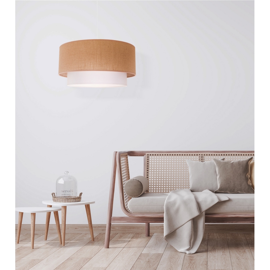 Duolla - Pendel BOHO 1xE27/40W/230V diameter 45 cm beige/hvid