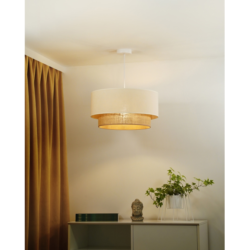 Duolla - Pendel BOHO 1xE27/40W/230V diameter 45 cm cremefarvet/brun