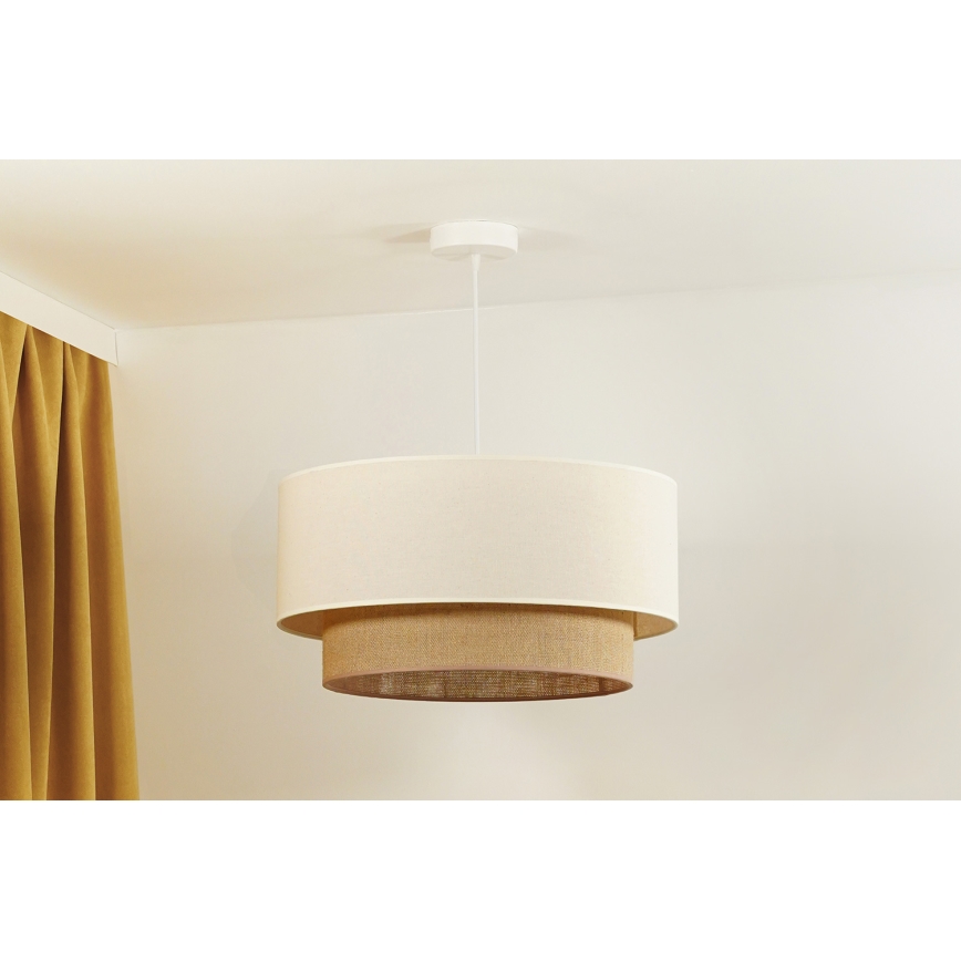 Duolla - Pendel BOHO 1xE27/40W/230V diameter 45 cm cremefarvet/brun