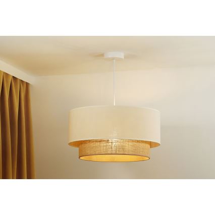 Duolla - Pendel BOHO 1xE27/40W/230V diameter 45 cm cremefarvet/brun