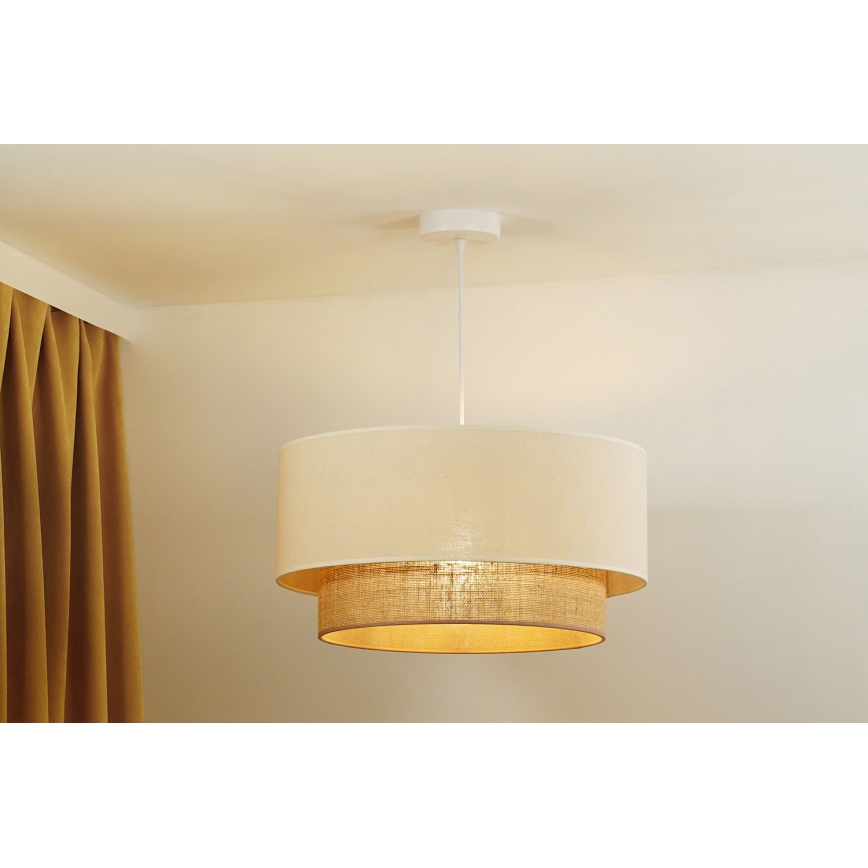 Duolla - Pendel BOHO 1xE27/40W/230V diameter 45 cm cremefarvet/brun
