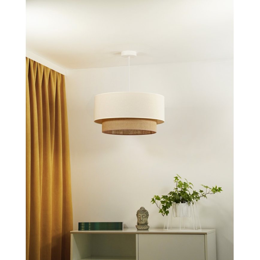 Duolla - Pendel BOHO 1xE27/40W/230V diameter 45 cm cremefarvet/brun
