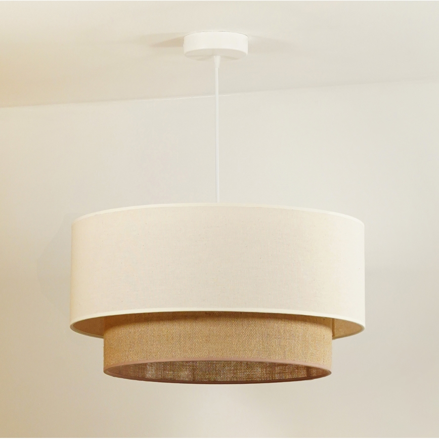 Duolla - Pendel BOHO 1xE27/40W/230V diameter 45 cm cremefarvet/brun