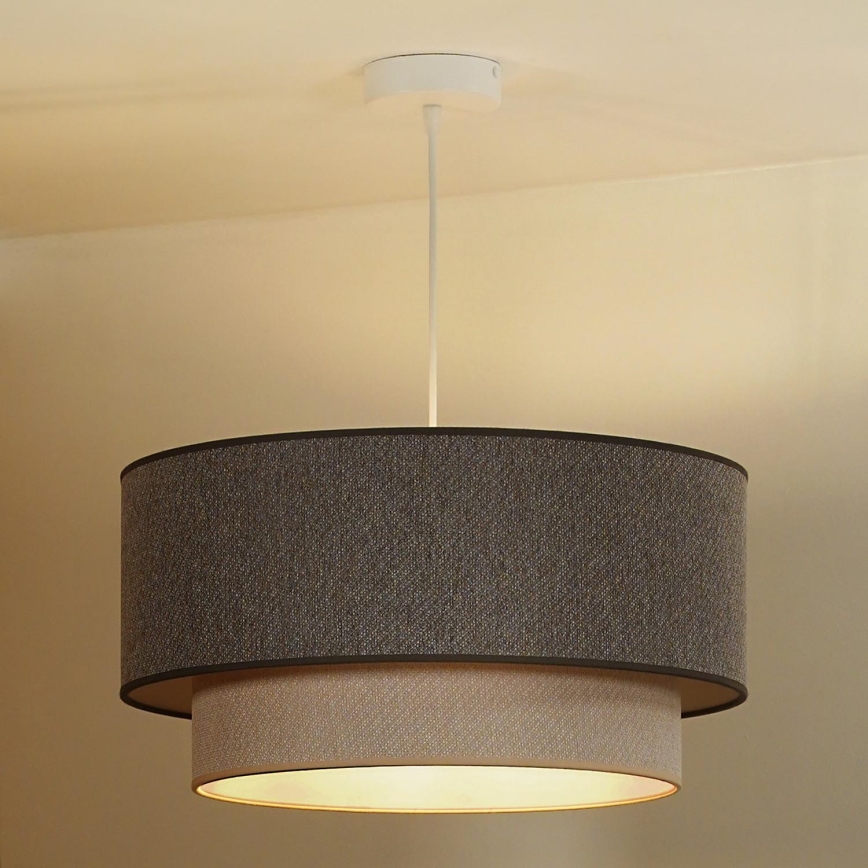 Duolla - Pendel BOHO ECO RECYCLING 1xE27/15W/230V diameter 45 cm brun/cremefarvet