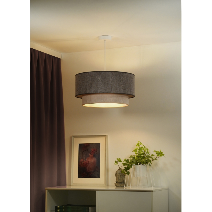 Duolla - Pendel BOHO ECO RECYCLING 1xE27/15W/230V diameter 45 cm brun/cremefarvet