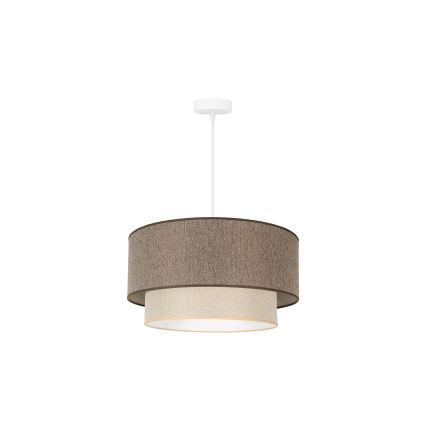 Duolla - Pendel BOHO ECO RECYCLING 1xE27/15W/230V diameter 45 cm brun/cremefarvet