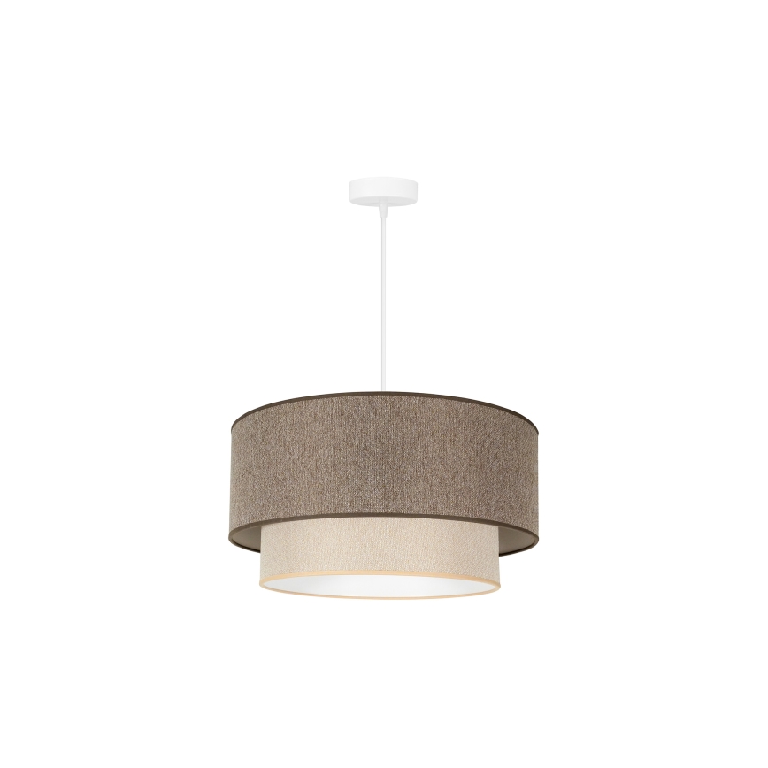 Duolla - Pendel BOHO ECO RECYCLING 1xE27/15W/230V diameter 45 cm brun/cremefarvet