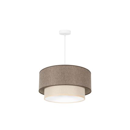 Duolla - Pendel BOHO ECO RECYCLING 1xE27/15W/230V diameter 45 cm brun/cremefarvet