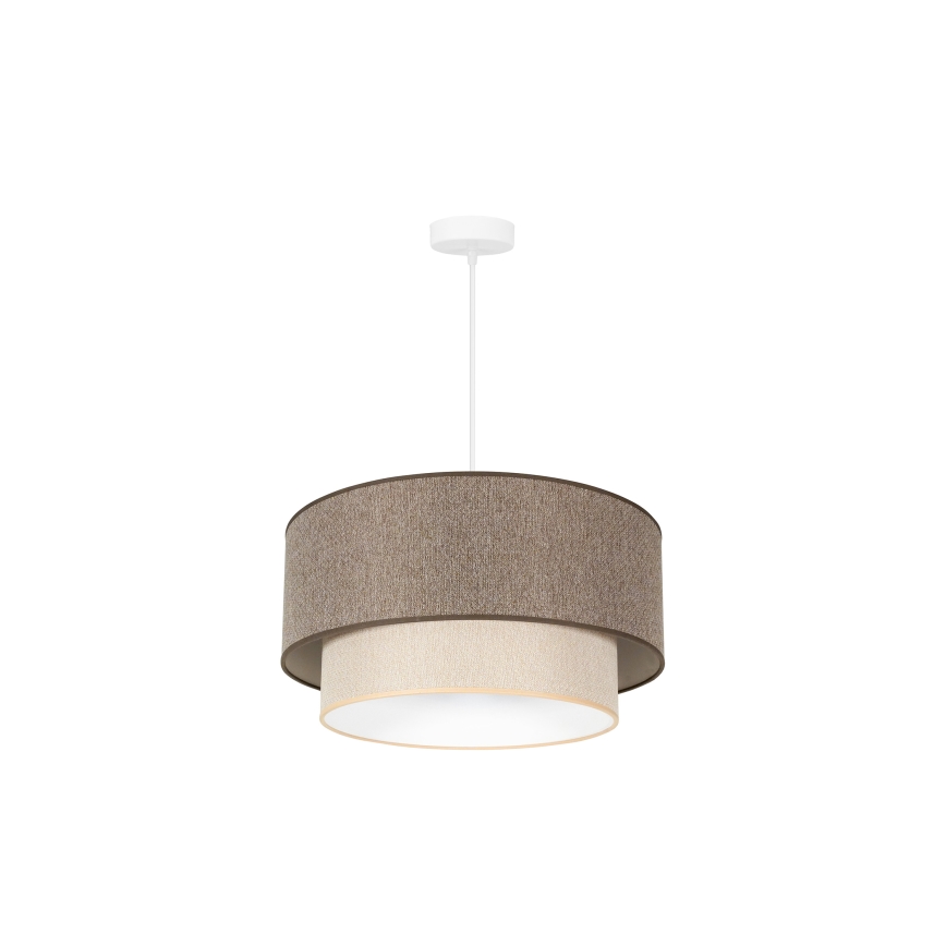 Duolla - Pendel BOHO ECO RECYCLING 1xE27/15W/230V diameter 45 cm brun/cremefarvet