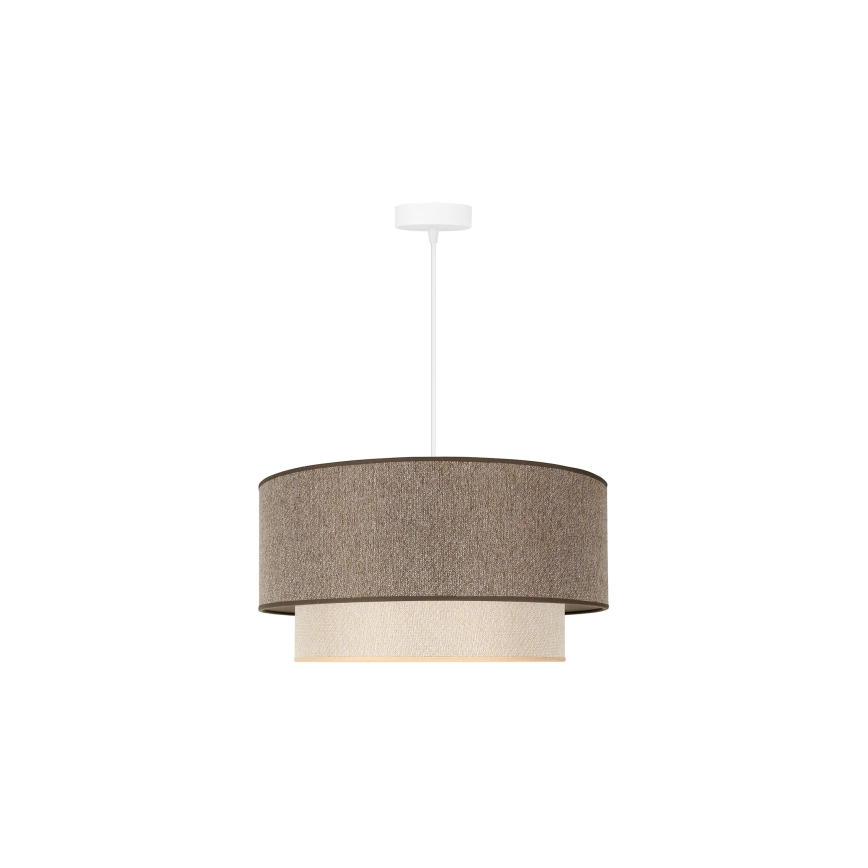 Duolla - Pendel BOHO ECO RECYCLING 1xE27/15W/230V diameter 45 cm brun/cremefarvet