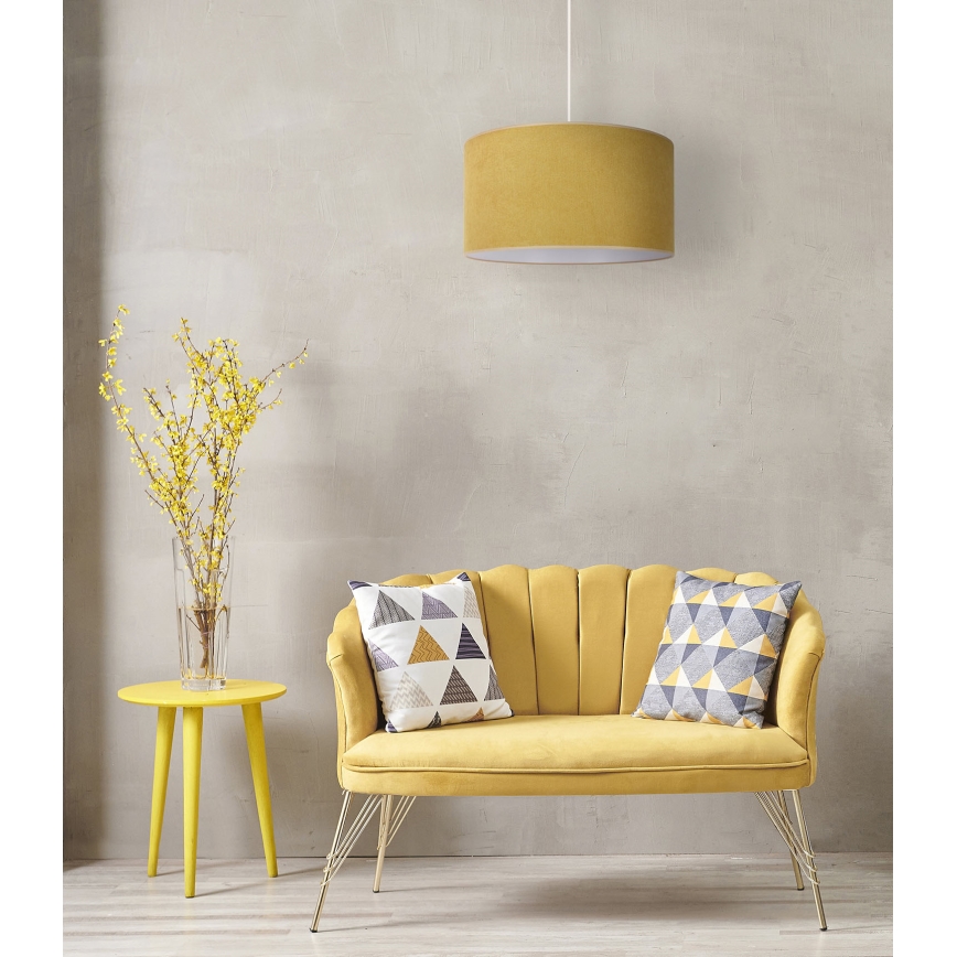 Duolla - Pendel BRISTOL 1xE27/15W/230V diameter 45 cm gul/hvid