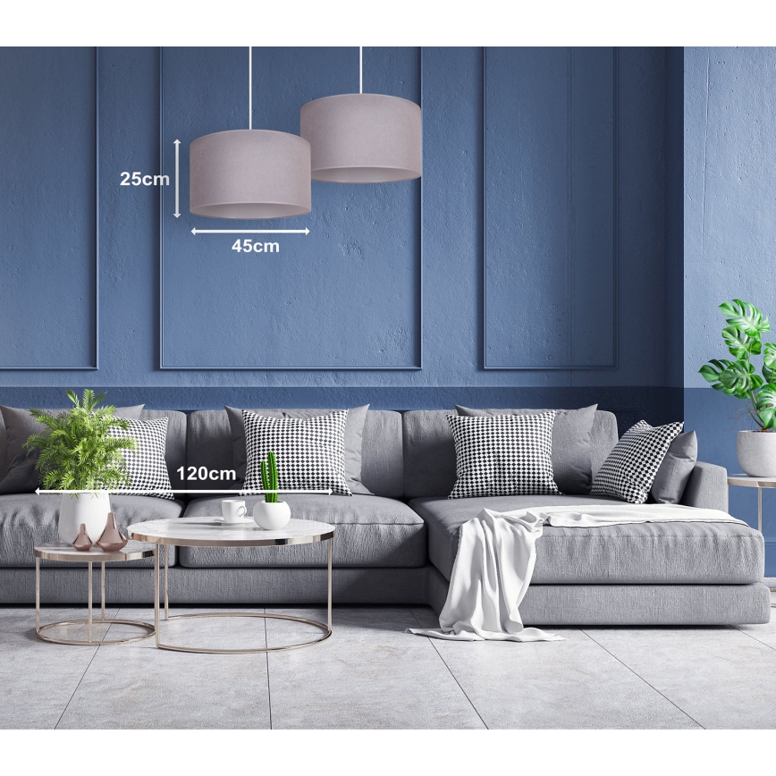 Duolla - Pendel BRISTOL 1xE27/40W/230V diameter 45 cm grå