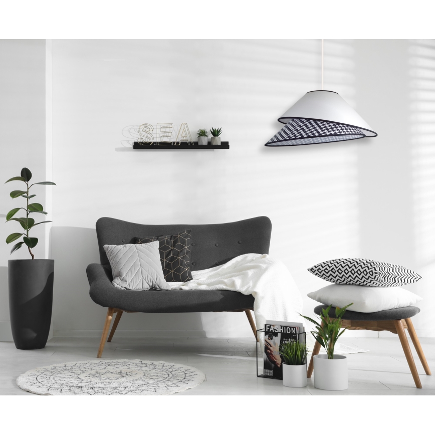Duolla - Pendel COCO 1xE27/40W/230V diameter 50 cm hvid/sort