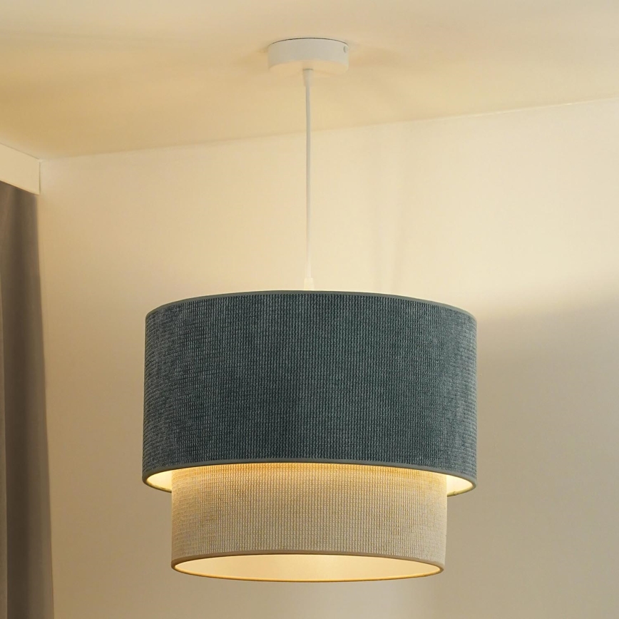 Duolla - Pendel CORDUROY 1xE27/15W/230V diameter 40 cm blå/beige
