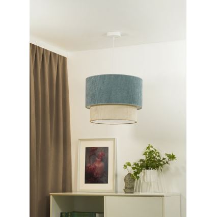 Duolla - Pendel CORDUROY 1xE27/15W/230V diameter 40 cm blå/beige