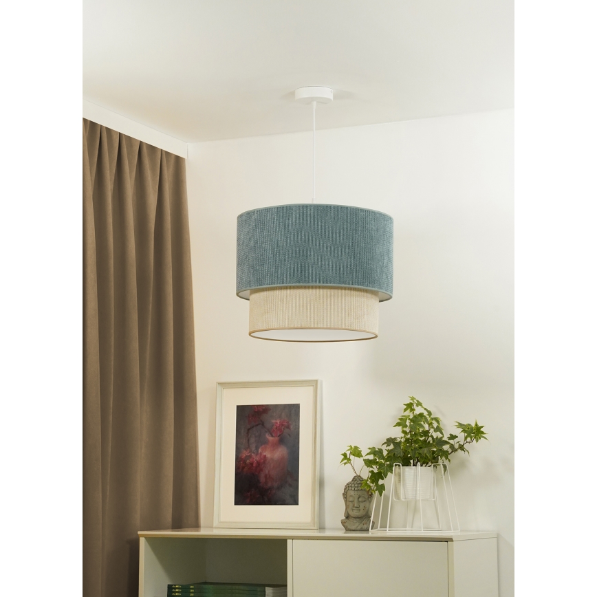 Duolla - Pendel CORDUROY 1xE27/15W/230V diameter 40 cm blå/beige