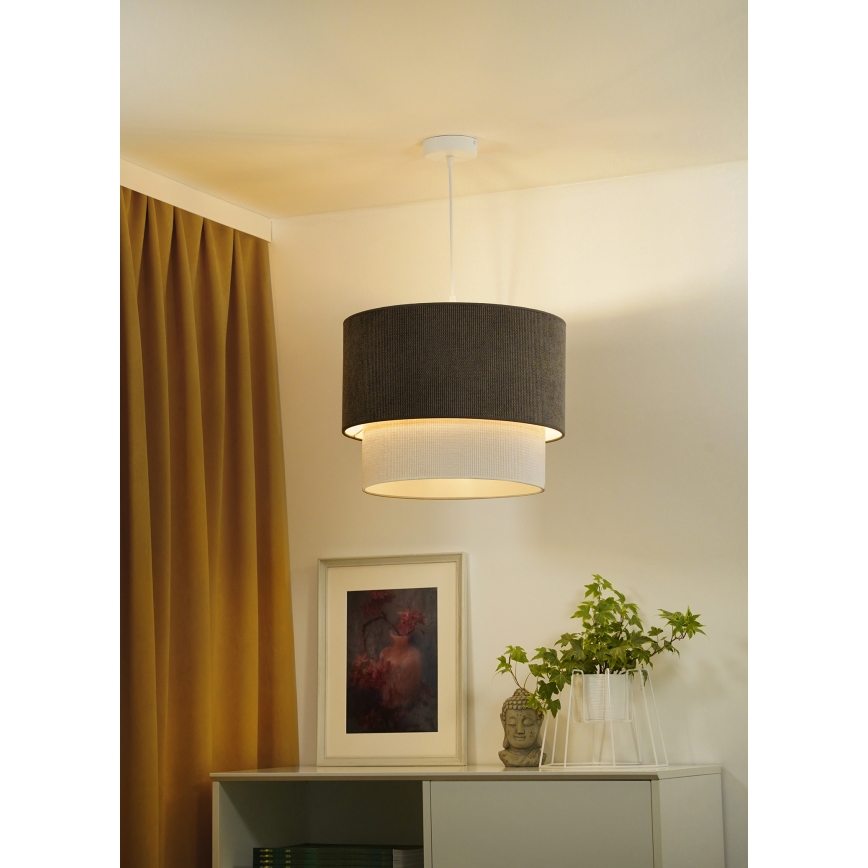 Duolla - Pendel CORDUROY 1xE27/15W/230V diameter 40 cm brun/cremefarvet