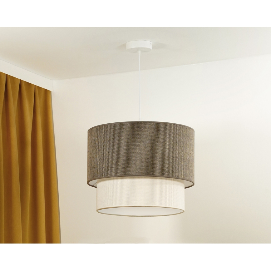 Duolla - Pendel CORDUROY 1xE27/15W/230V diameter 40 cm brun/cremefarvet