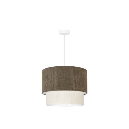 Duolla - Pendel CORDUROY 1xE27/15W/230V diameter 40 cm brun/cremefarvet