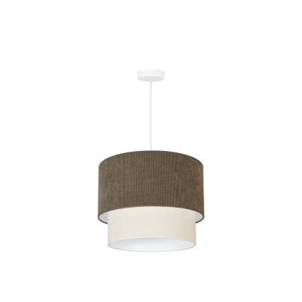 Duolla - Pendel CORDUROY 1xE27/15W/230V diameter 40 cm brun/cremefarvet