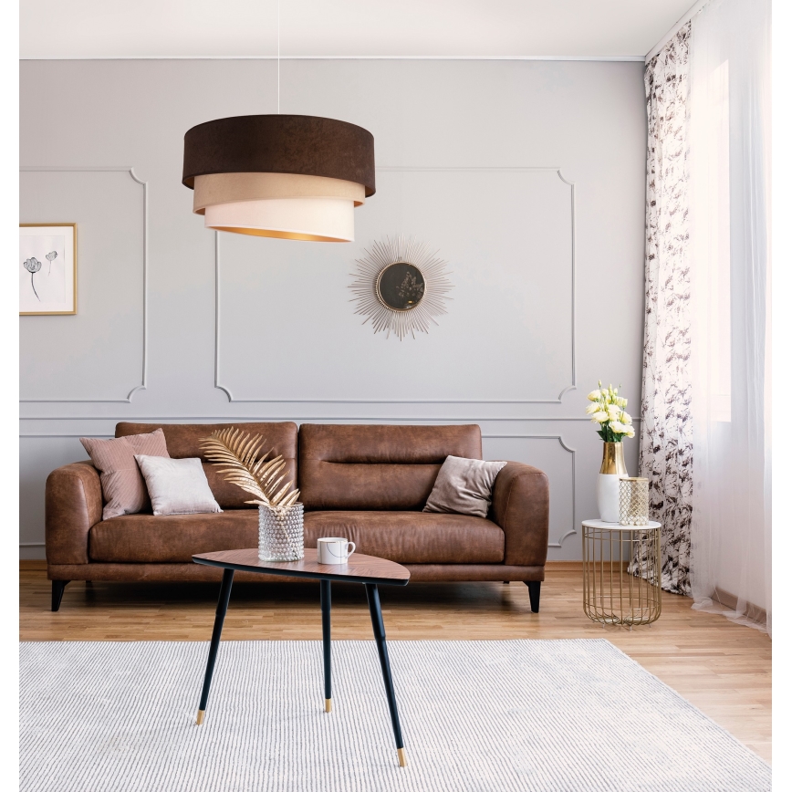 Duolla - Pendel DEVON 1xE27/40W/230V diameter 45 cm brun/beige