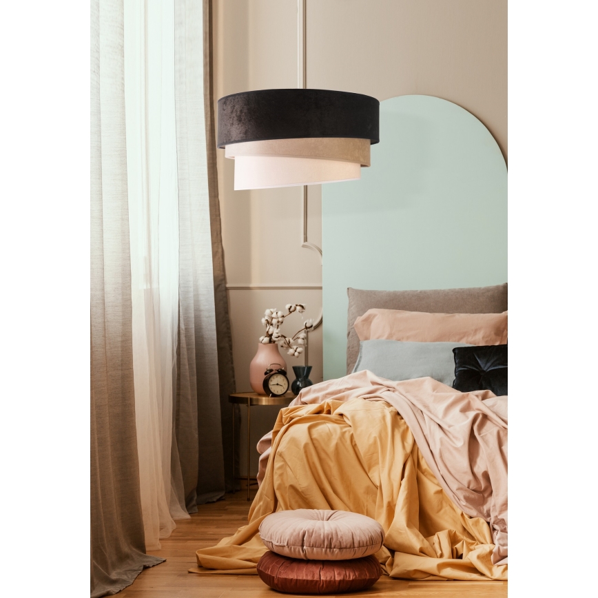 Duolla - Pendel DEVON 1xE27/40W/230V diameter 45 cm sort/beige
