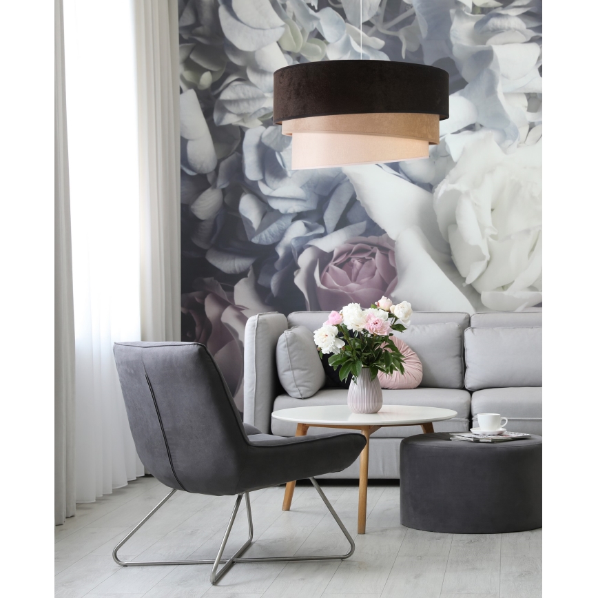 Duolla - Pendel DEVON 1xE27/40W/230V diameter 45 cm sort/beige