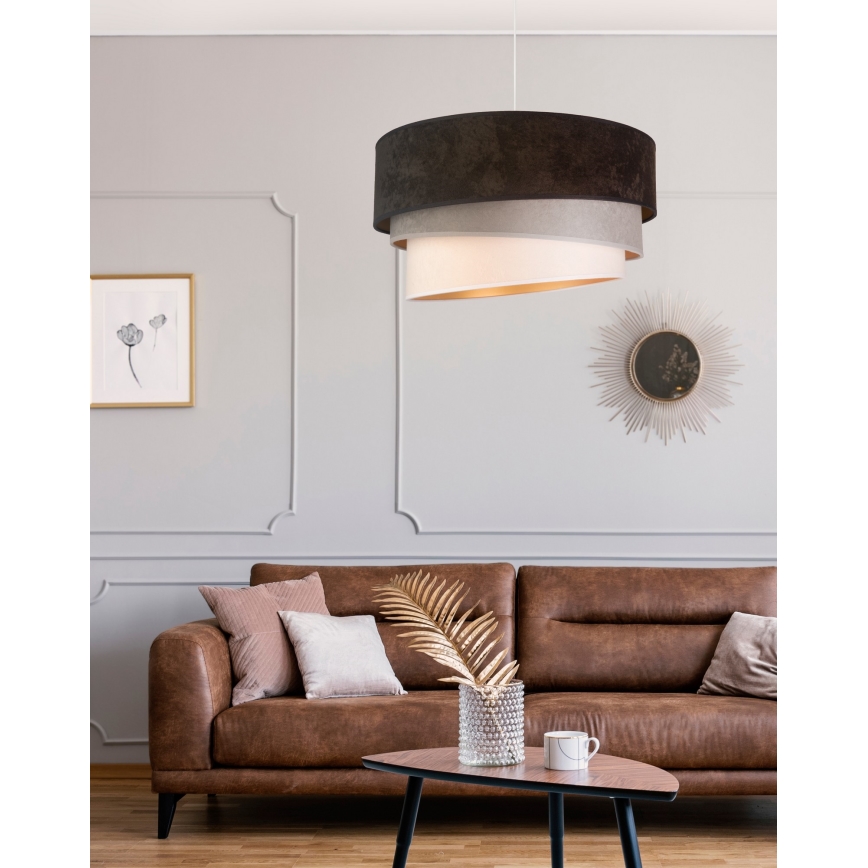 Duolla - Pendel DEVON 1xE27/40W/230V diameter 45 cm sort/grå/beige