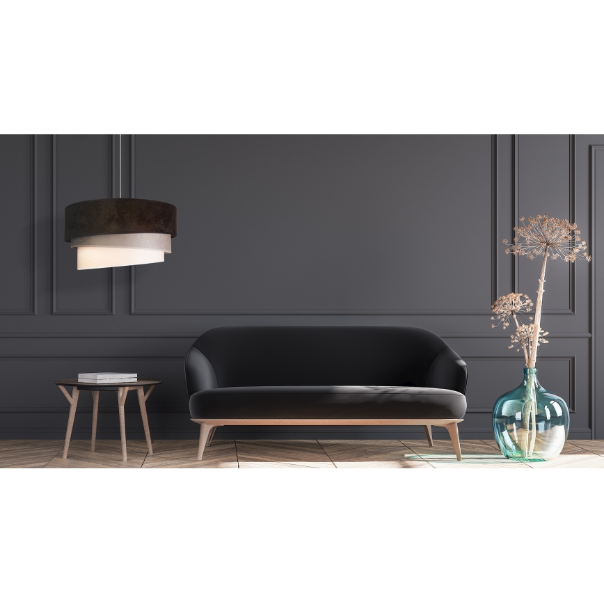 Duolla - Pendel DEVON 1xE27/40W/230V diameter 45 cm sort/grå/beige