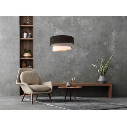 Duolla - Pendel DEVON 1xE27/40W/230V diameter 45 cm sort/grå/beige